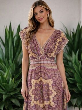 Paisley Print Dress with Belt